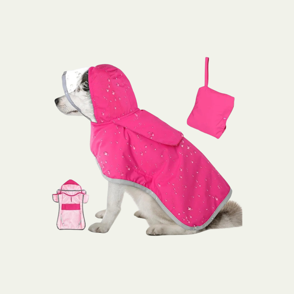 Windproof Hooded Dog Rain Cloak — Reflective Night-Walk Raincoat