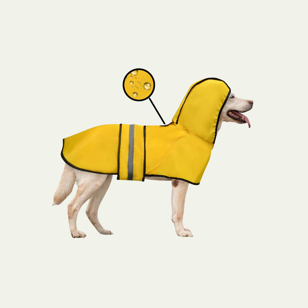 Hooded Dog Raincoat with Reflective Strip — Lightweight Waterproof Rain Jacket