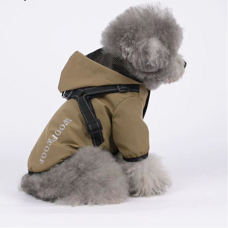 Reflective Waterproof Dog Raincoat — Harness Vest with Chest Strap