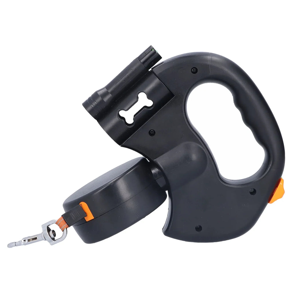 Retractable Dog Leash with Flashlight & Waste Bag Dispenser — Single or Dual
