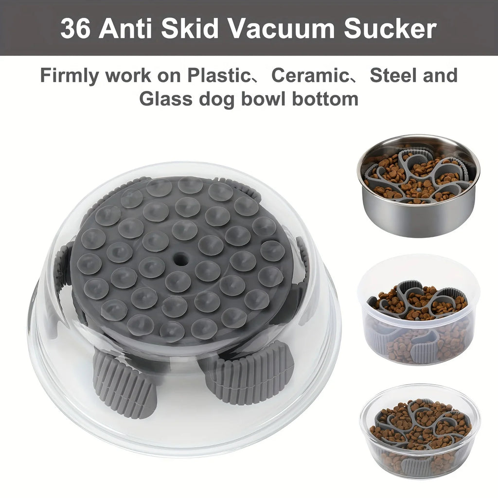 Silicone Slow Feeder Insert with Suction Cups — Anti-Choke Bowl Insert for Dogs & Cats