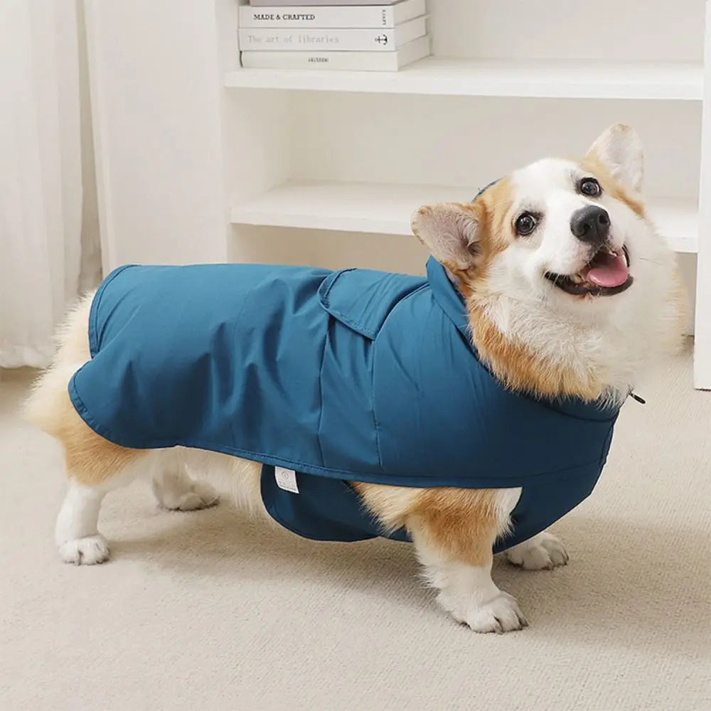 Clear Waterproof Dog Rain Poncho — Reflective Adjustable Rain Cloak