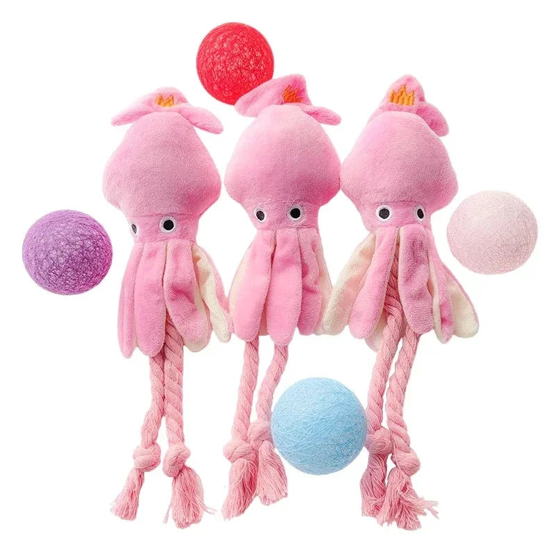 Octopus Rope Chew Toy — Squeaky Interactive Toy for Dogs & Cats