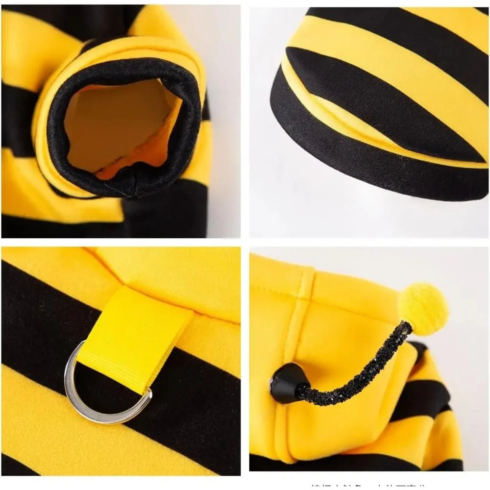 Bee Costume Hoodie for Dogs & Cats — Warm Halloween & Party Outfit