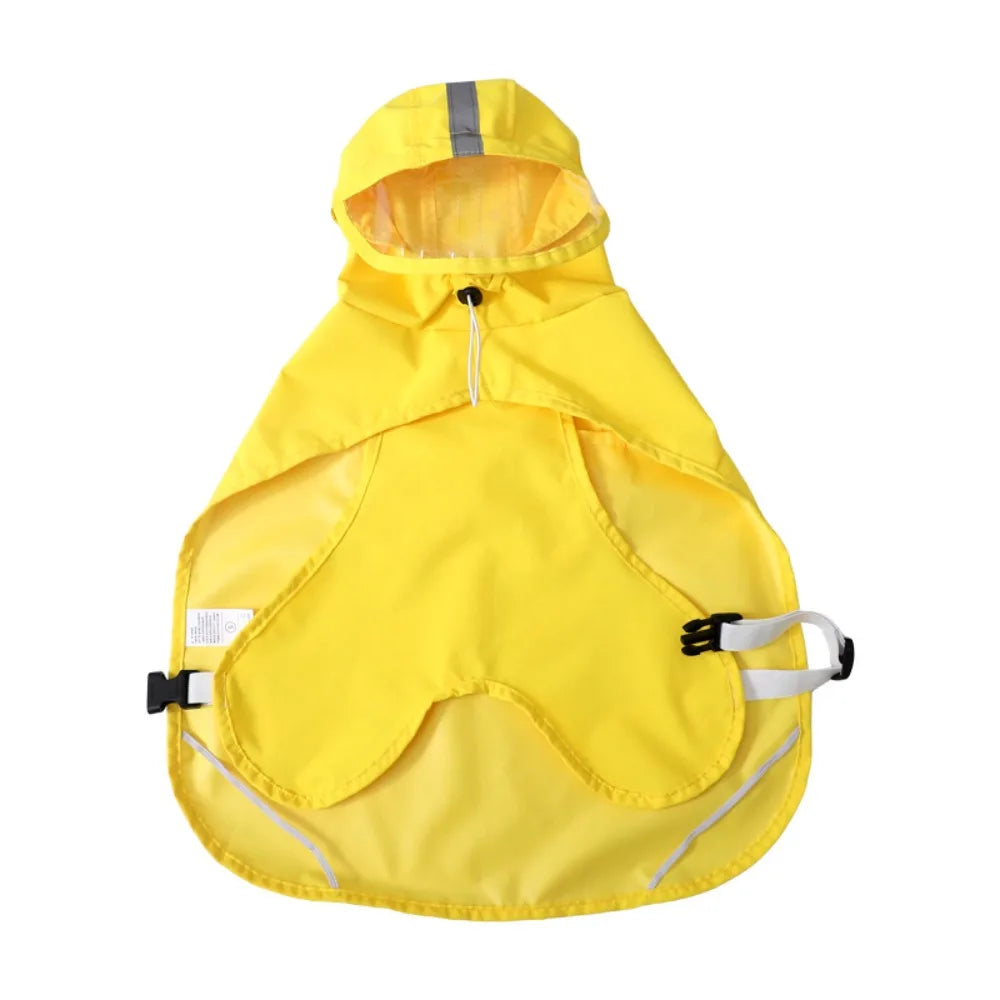 Clear Waterproof Dog Rain Poncho — Reflective Adjustable Rain Cloak