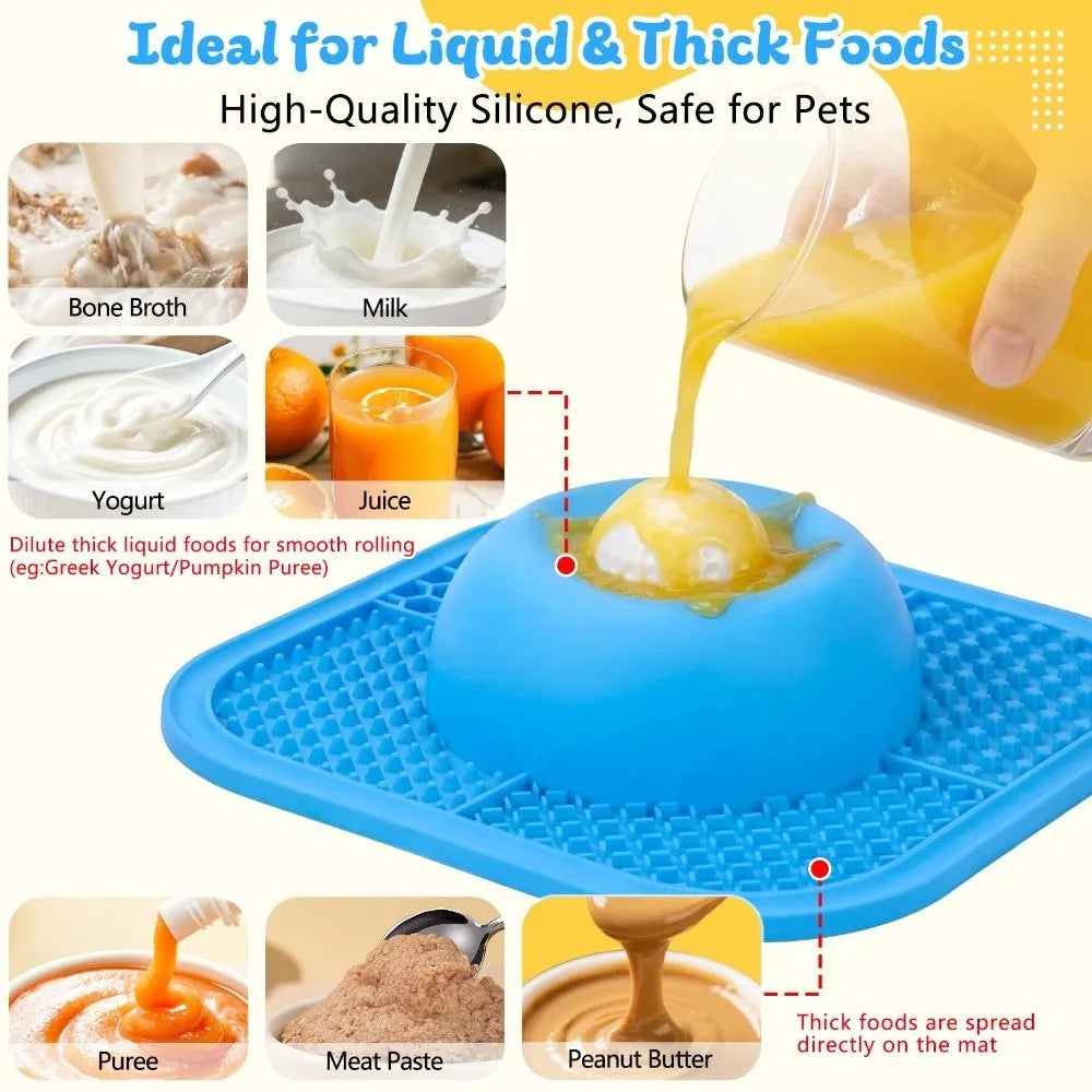 Lick & Roll Slow Feeder Ball — Treat Dispenser Lick Mat for Dogs