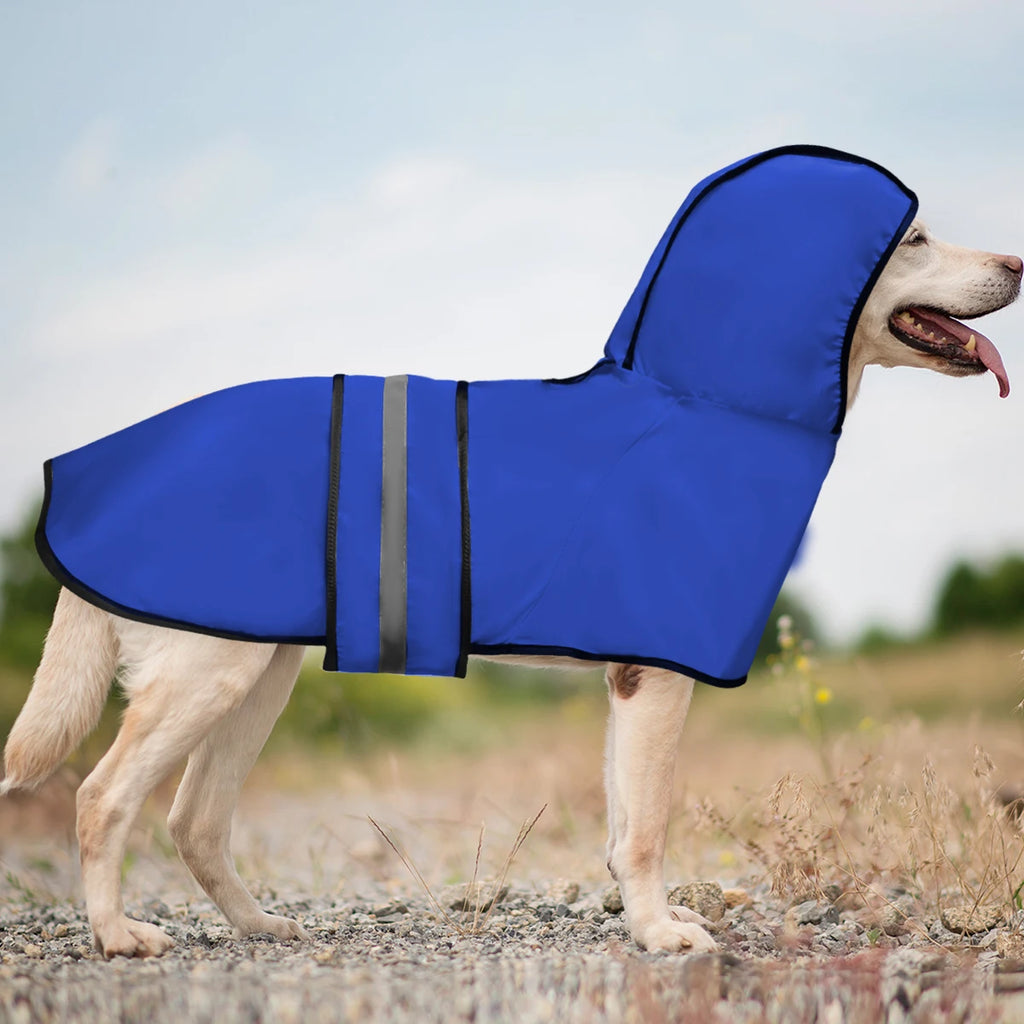 Hooded Dog Raincoat with Reflective Strip — Lightweight Waterproof Rain Jacket