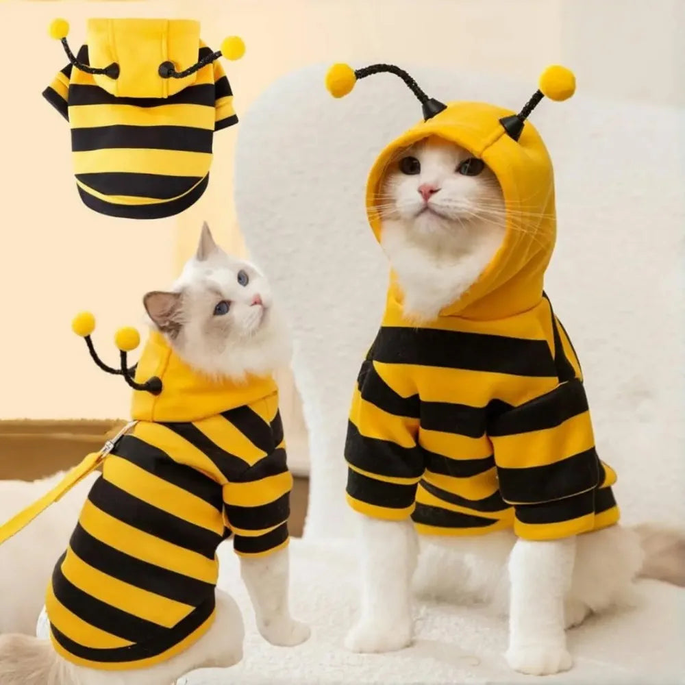 Bee Costume Hoodie for Dogs & Cats — Warm Halloween & Party Outfit