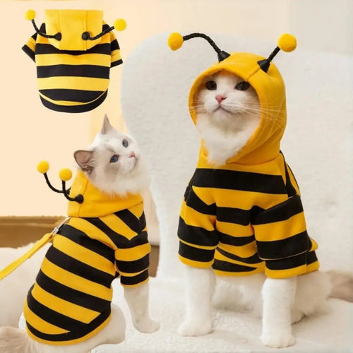 Bee Costume Hoodie for Dogs & Cats — Warm Halloween & Party Outfit
