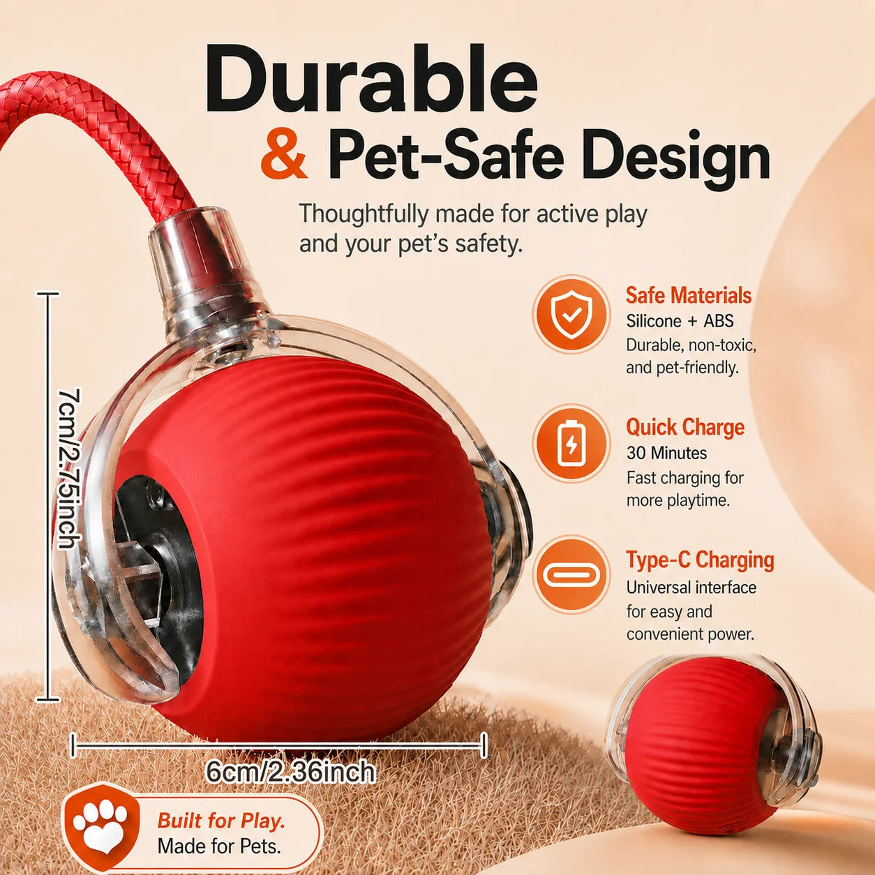 Smart Rolling Interactive Ball Toy — Motion-Activated Dog Toy