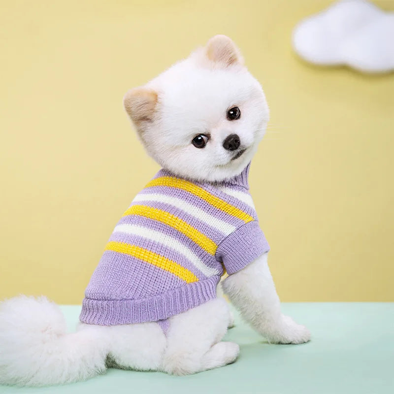 Classic Knit Dog Sweater — Warm Wool Pullover for Small Dogs & Cats