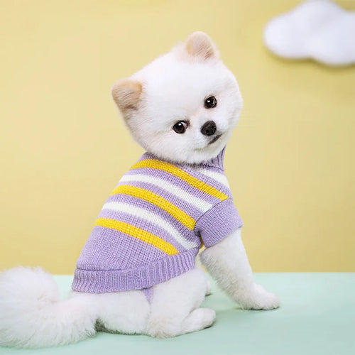 Classic Knit Dog Sweater — Warm Wool Pullover for Small Dogs & Cats