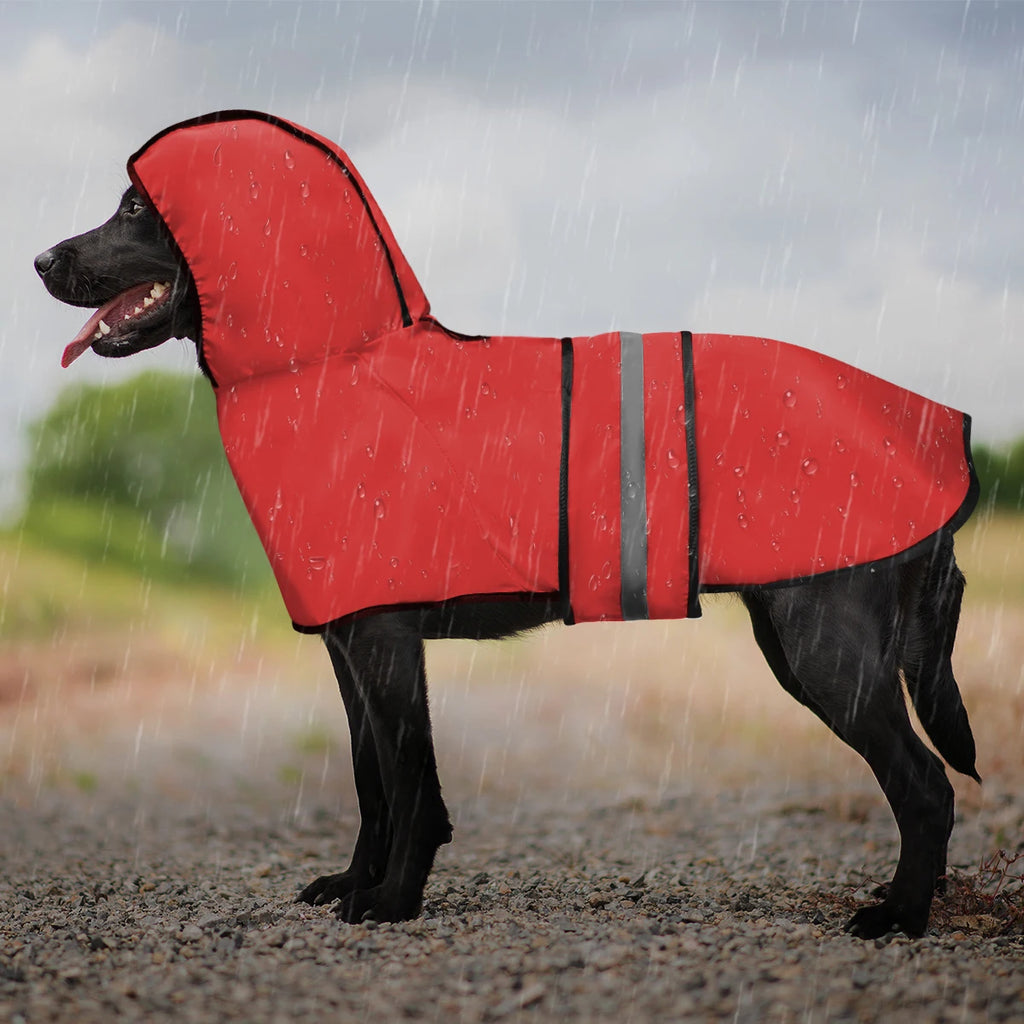 Hooded Dog Raincoat with Reflective Strip — Lightweight Waterproof Rain Jacket