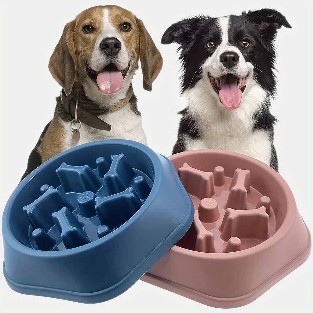 Large Capacity Slow Feeder Bowl — Anti-Slip Anti-Gulping Pet Bowl for Dogs & Cats