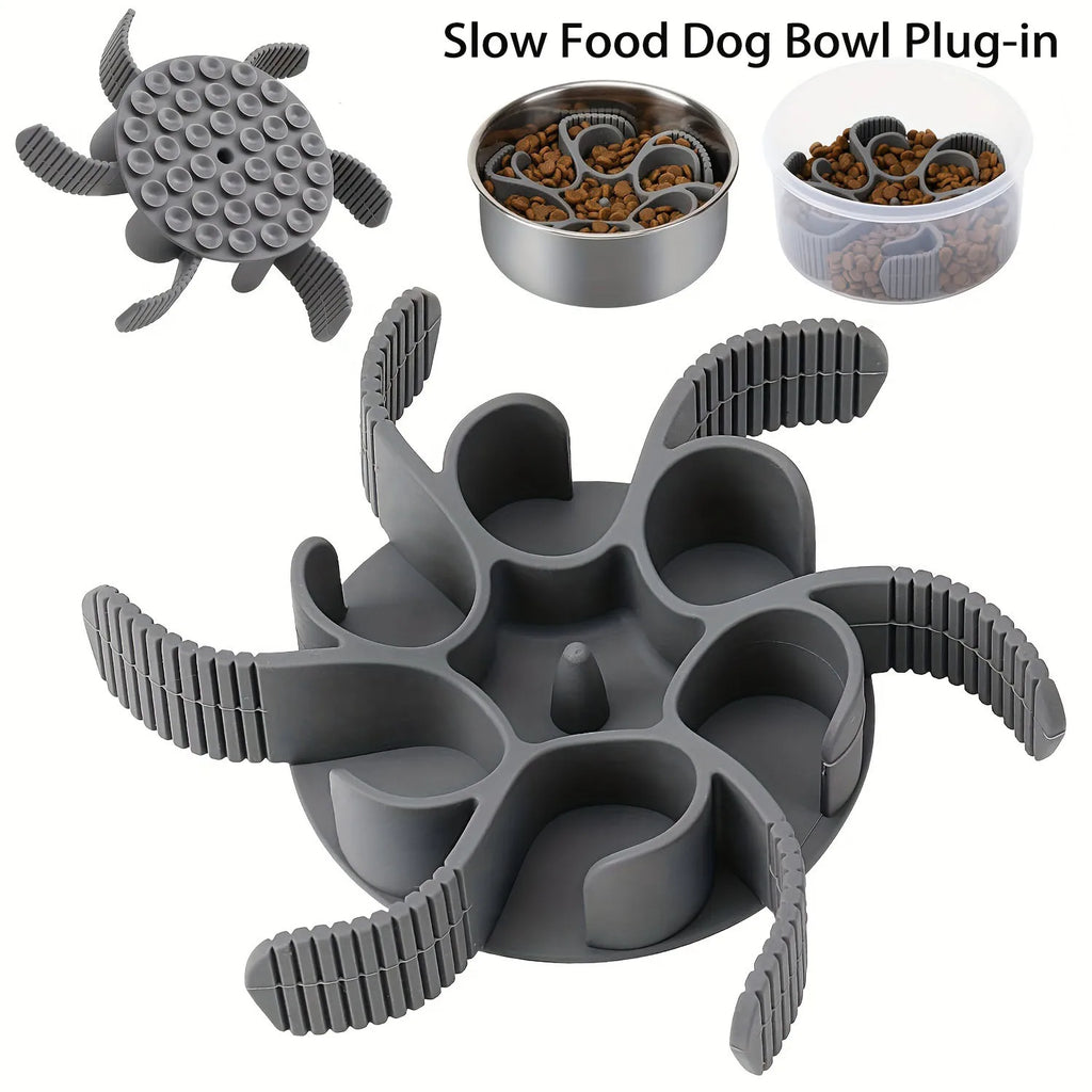 Silicone Slow Feeder Insert with Suction Cups — Anti-Choke Bowl Insert for Dogs & Cats