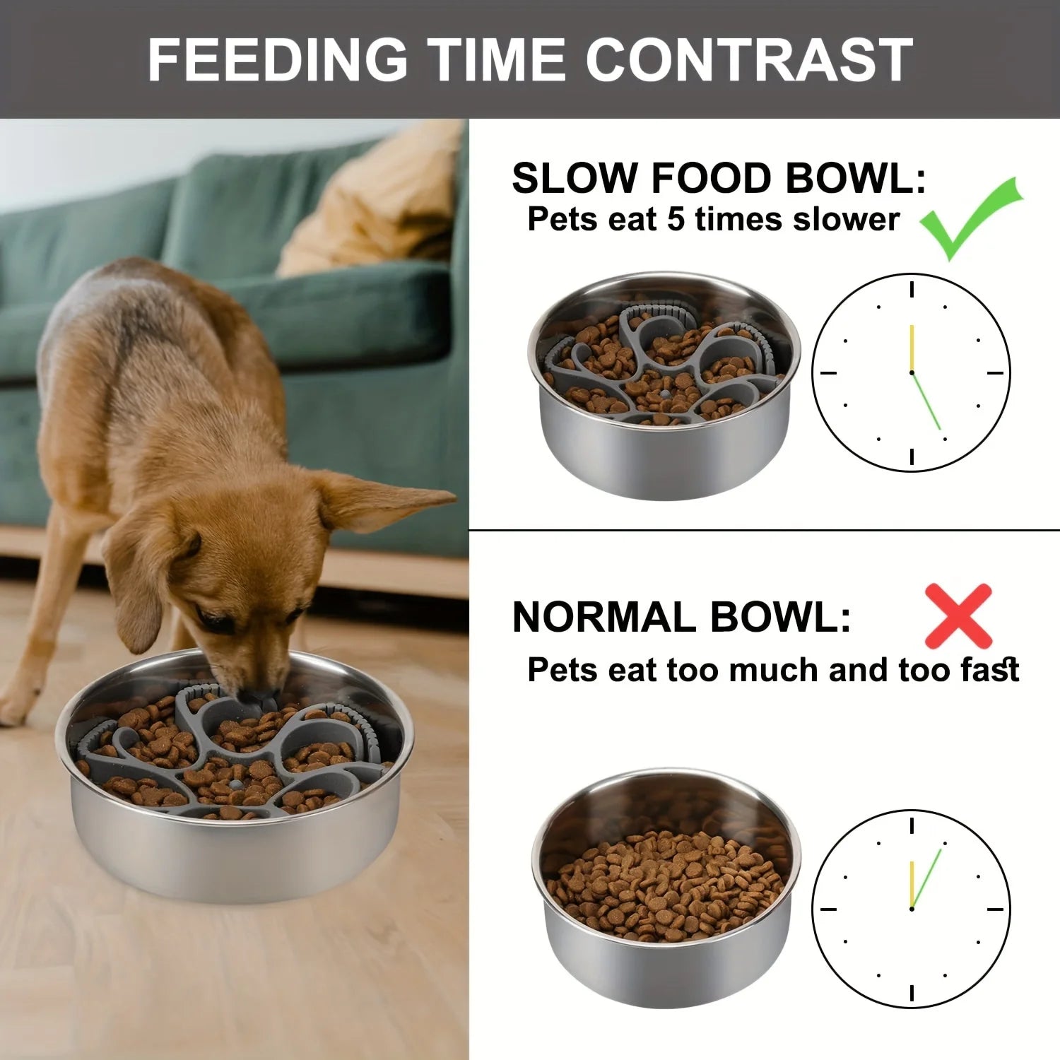 Silicone Slow Feeder Insert with Suction Cups — Anti-Choke Bowl Insert for Dogs & Cats