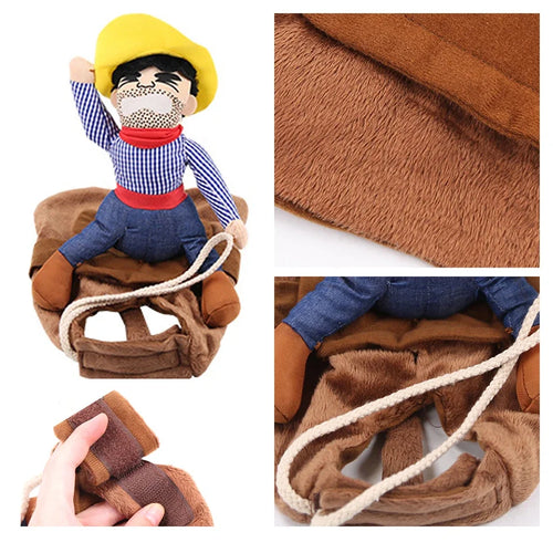 Cowboy Rider Dog Costume — Funny Halloween Jacket for Small & Large Dogs
