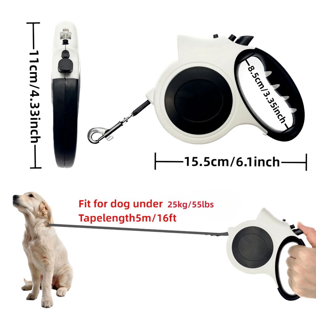 Illuminated Retractable Dog Leash — 16ft Night-Walk Leash for Medium & Large Dogs