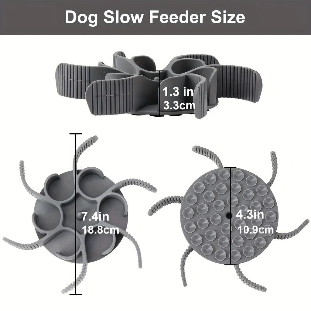 Silicone Slow Feeder Insert with Suction Cups — Anti-Choke Bowl Insert for Dogs & Cats