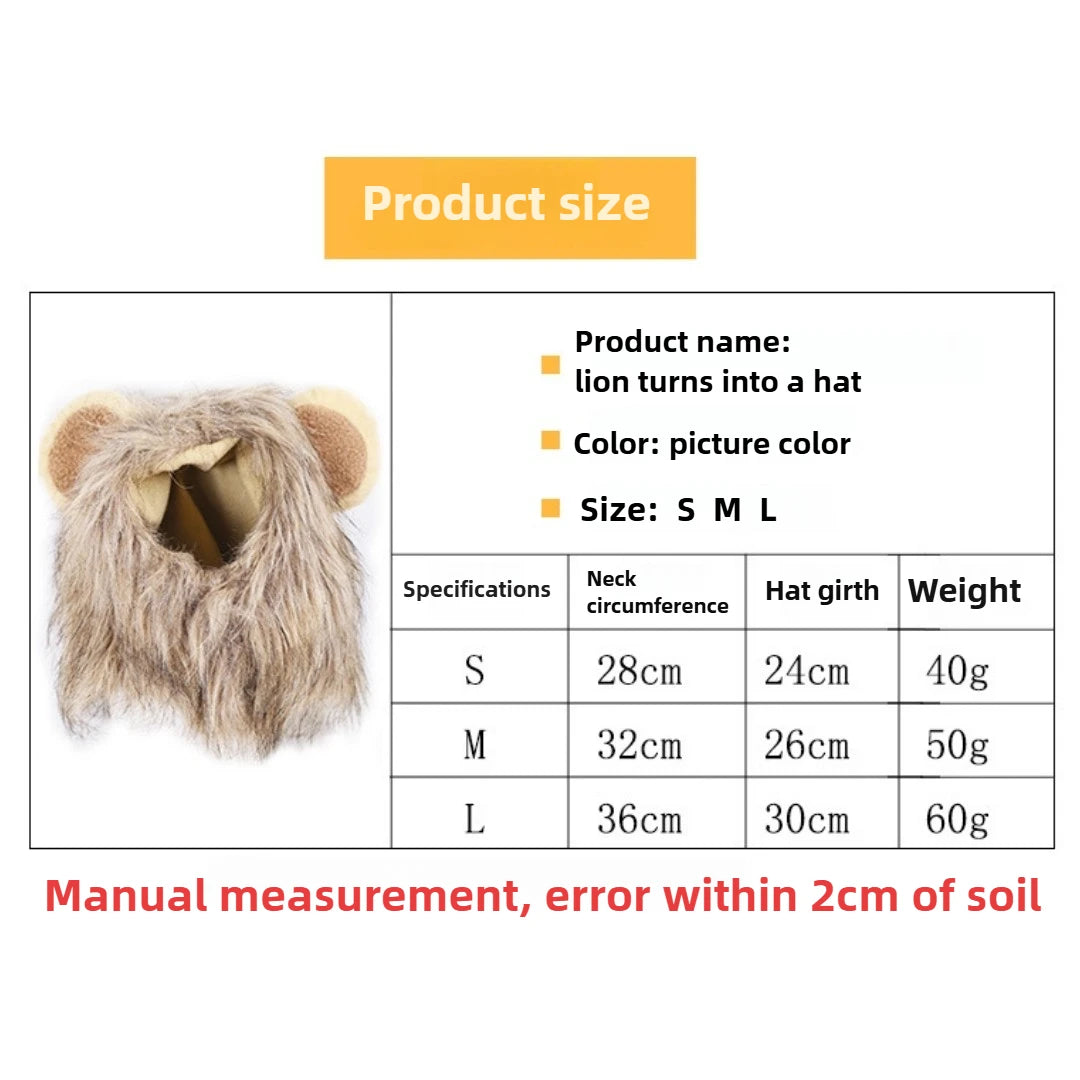 Lion Mane Costume for Cats & Dogs — Washable Halloween Headpiece